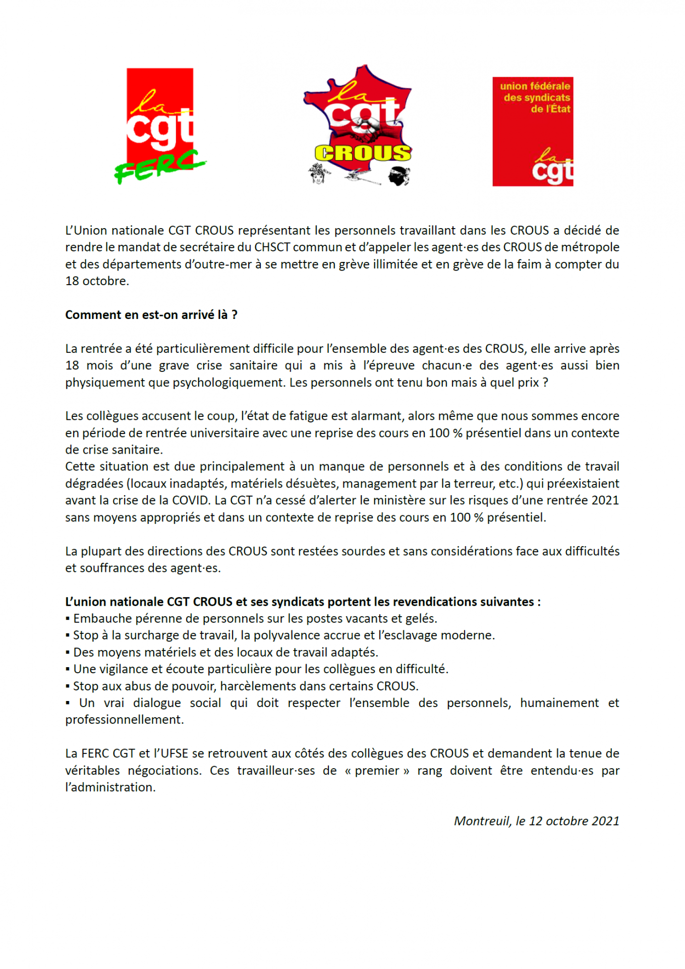Declaration de presse