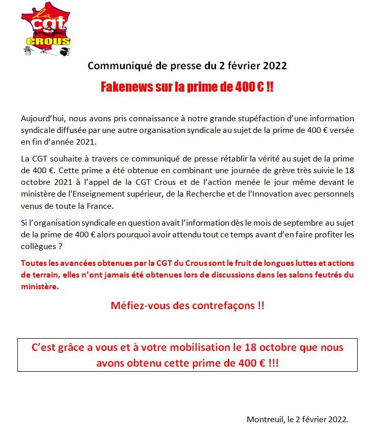 Flash info prime 400 euros